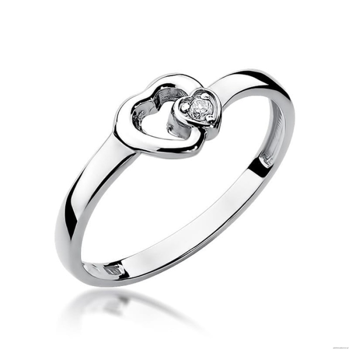 Pierścionek W0188 Diament 0,02ct Białe złoto 375