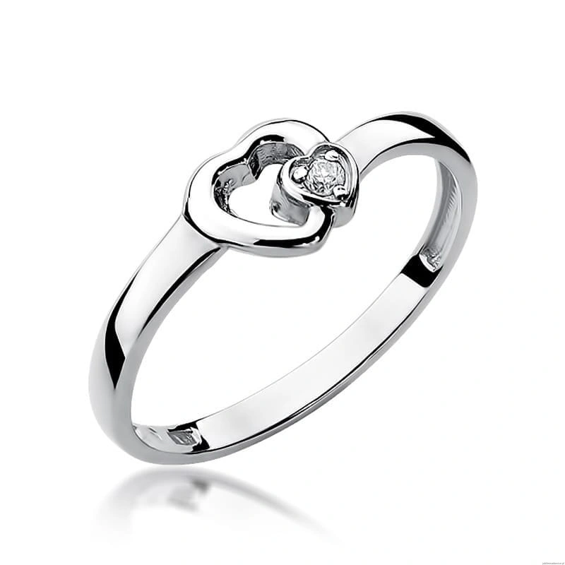 Pierścionek W0188 Diament 0,02ct Białe złoto 375