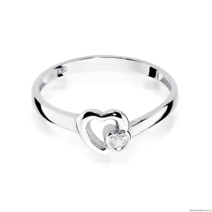 Pierścionek W0188 Diament 0,02ct Białe złoto 375