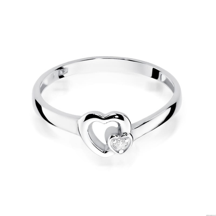 Pierścionek W0188 Diament 0,02ct Białe złoto 375