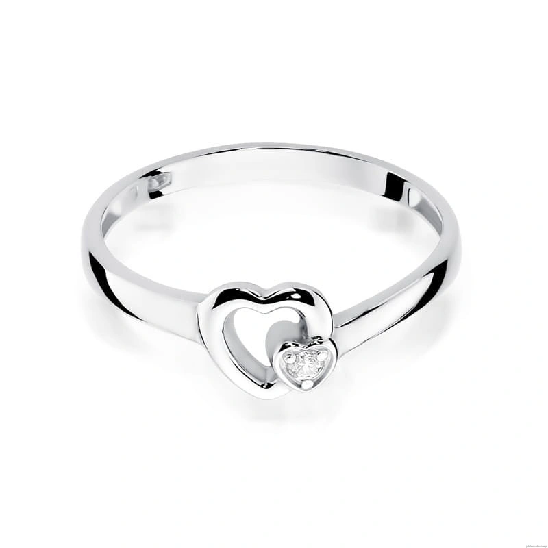 Pierścionek W0188 Diament 0,02ct Białe złoto 375