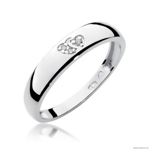Pierścionek W0189 z diamentami Białe złoto 375