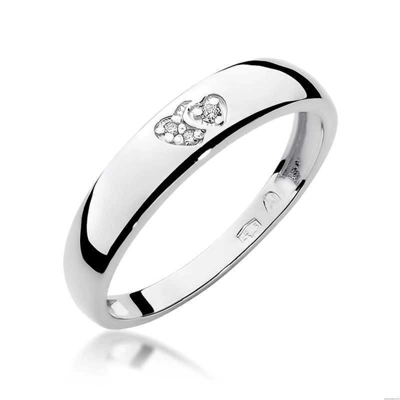Pierścionek W0189 z diamentami Białe złoto 375