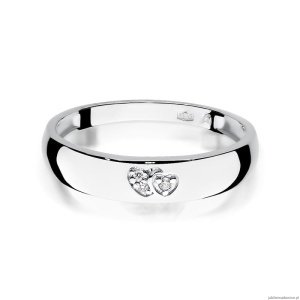 Pierścionek W0189 z diamentami Białe złoto 375