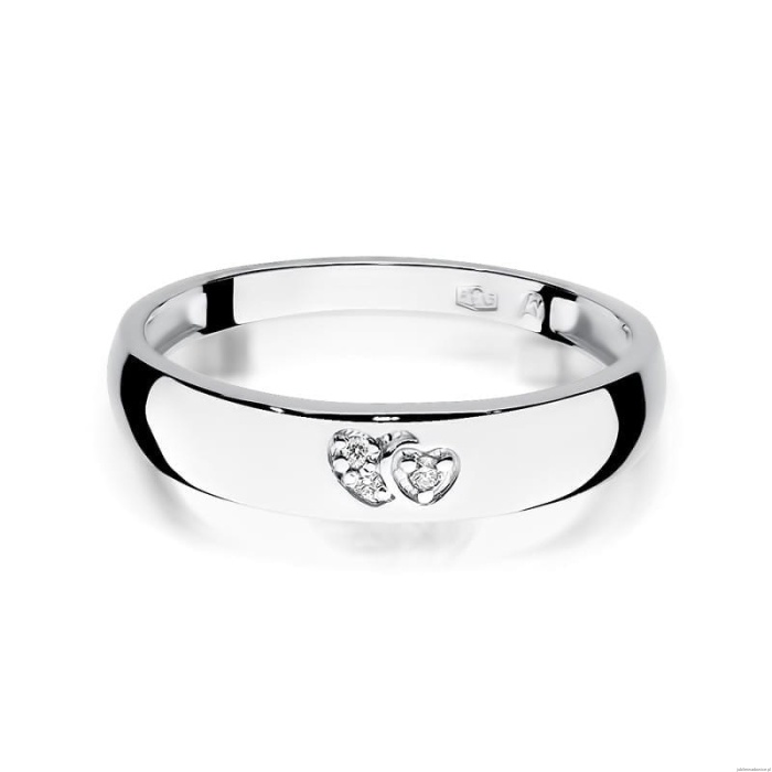 Pierścionek W0189 z diamentami Białe złoto 375