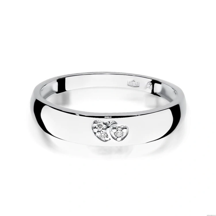 Pierścionek W0189 z diamentami Białe złoto 375