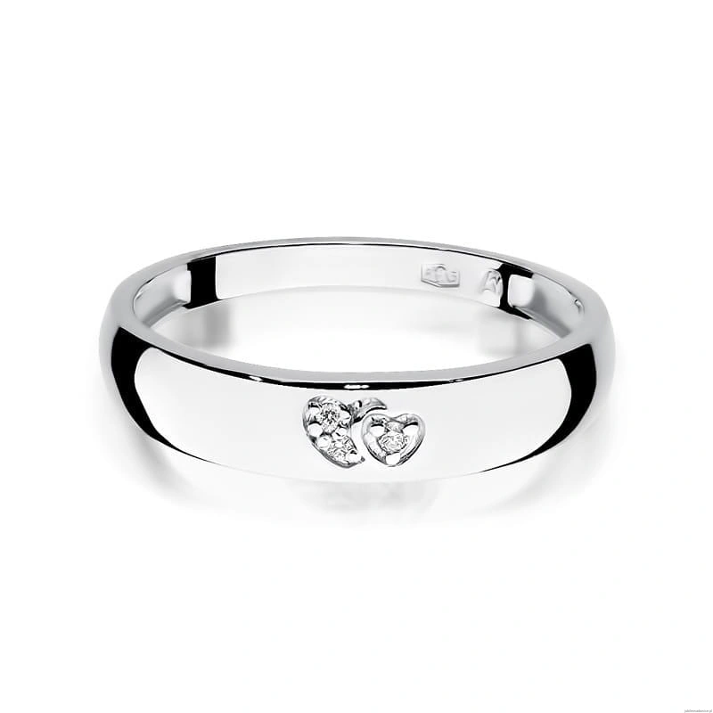 Pierścionek W0189 z diamentami Białe złoto 375