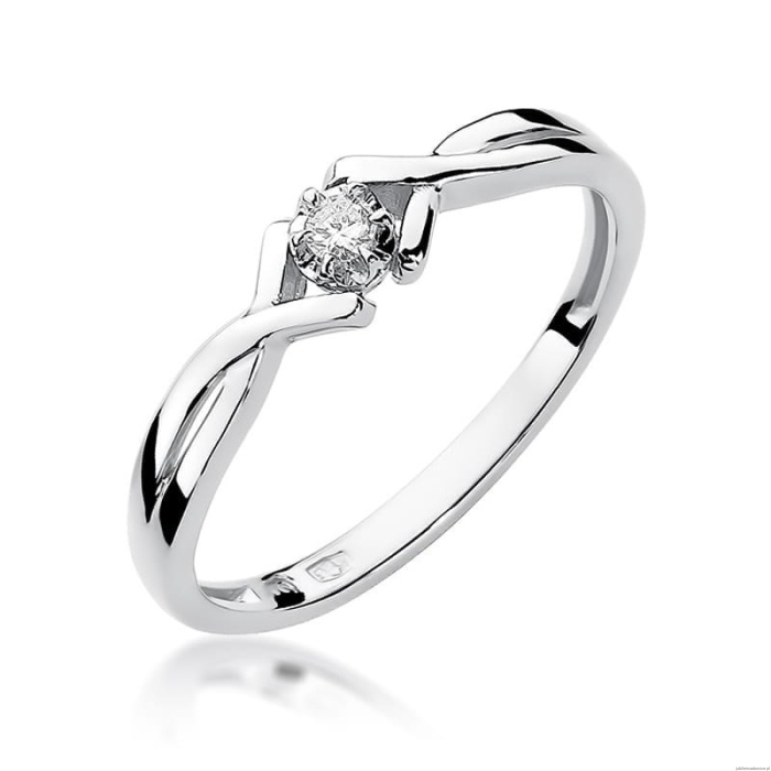 Pierścionek W0190 Diament 0,04ct Białe złoto 375