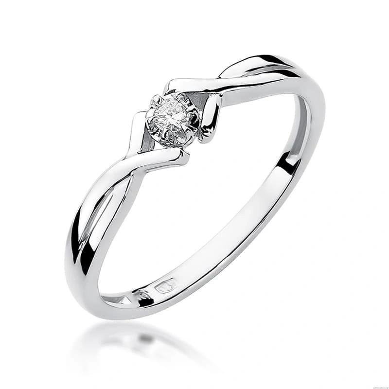 Pierścionek W0190 Diament 0,04ct Białe złoto 375
