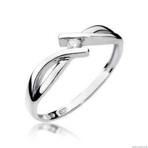 Pierścionek W0191 Diament 0,04ct Białe złoto 375
