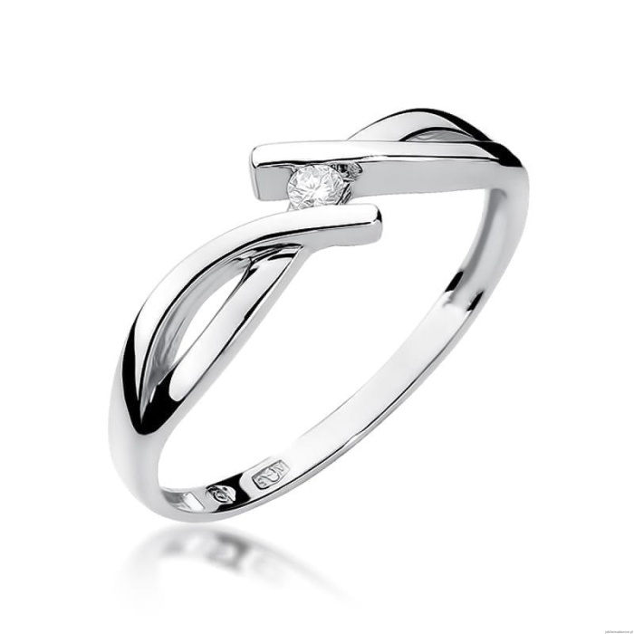 Pierścionek W0191 Diament 0,04ct Białe złoto 375