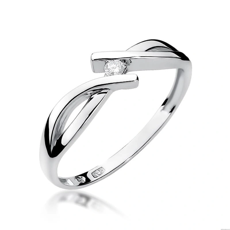Pierścionek W0191 Diament 0,04ct Białe złoto 375