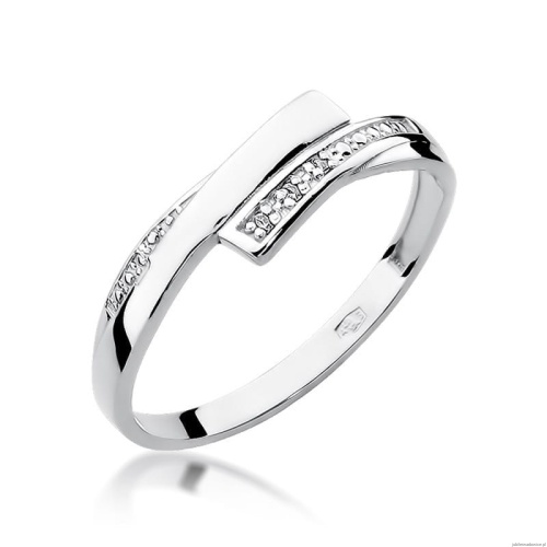 Pierścionek W0196 z diamentami Białe złoto 375