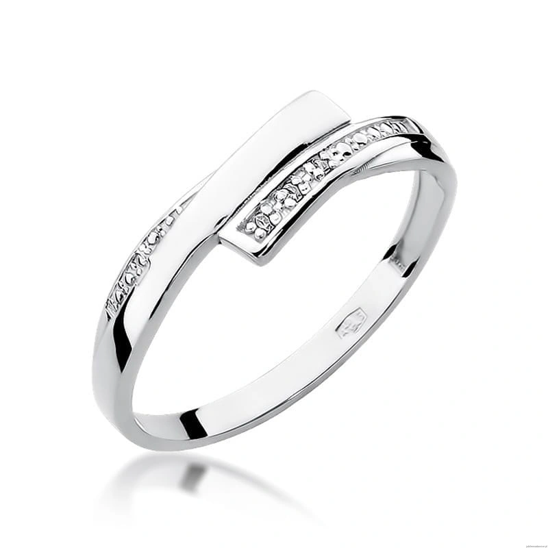 Pierścionek W0196 z diamentami Białe złoto 375