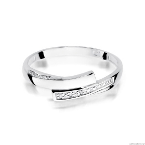 Pierścionek W0196 z diamentami Białe złoto 375