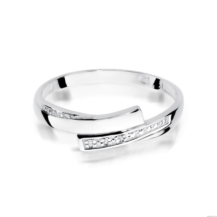 Pierścionek W0196 z diamentami Białe złoto 375