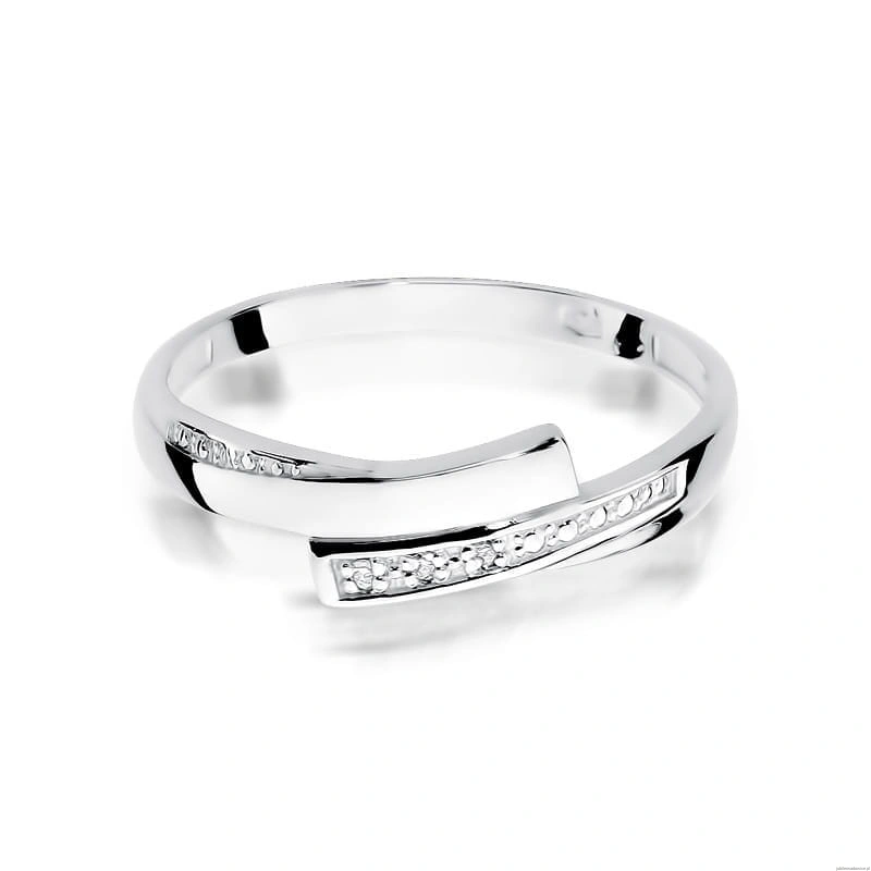 Pierścionek W0196 z diamentami Białe złoto 375