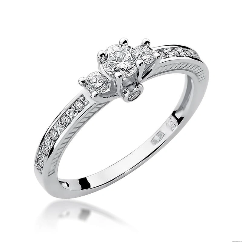 Pierścionek W0199 Diament 0,20ct Białe złoto 375