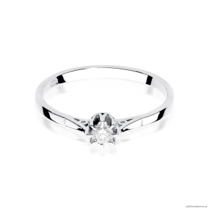 Pierścionek W0209 Diament 0,08ct Białe złoto 375