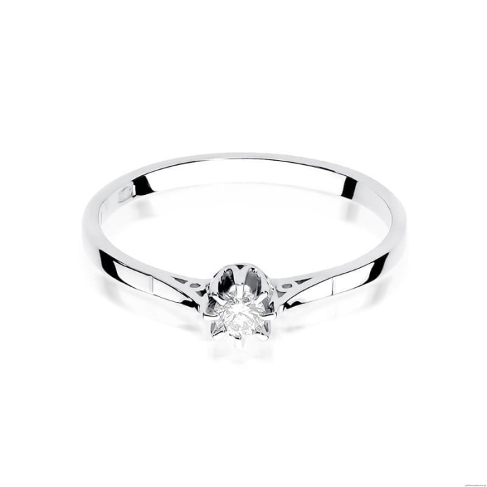 Pierścionek W0209 Diament 0,08ct Białe złoto 375