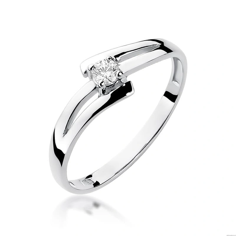 Pierścionek W0210 Diament 0,08ct Białe złoto 375