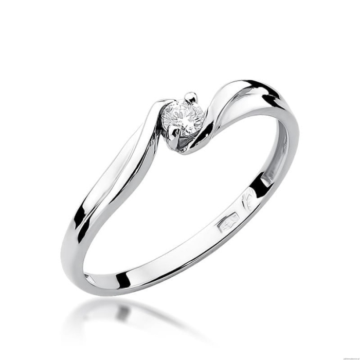 Pierścionek W0211 Diament 0,08ct Białe złoto 375