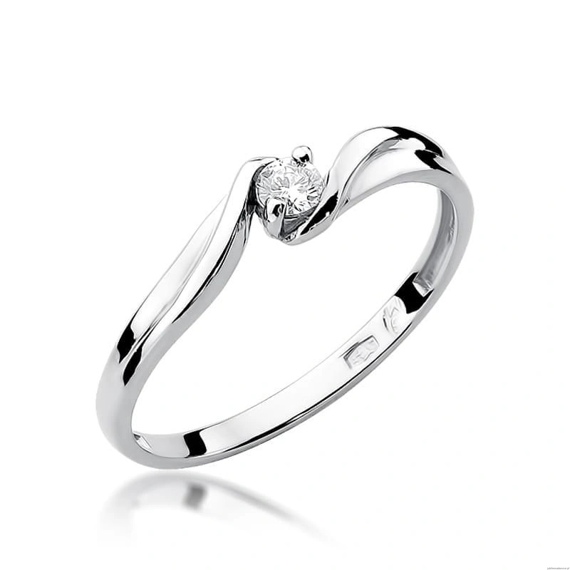 Pierścionek W0211 Diament 0,08ct Białe złoto 375