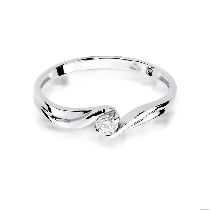 Pierścionek W0211 Diament 0,08ct Białe złoto 375