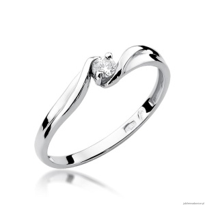 Pierścionek W0211 Diament 0,10ct Białe złoto 375
