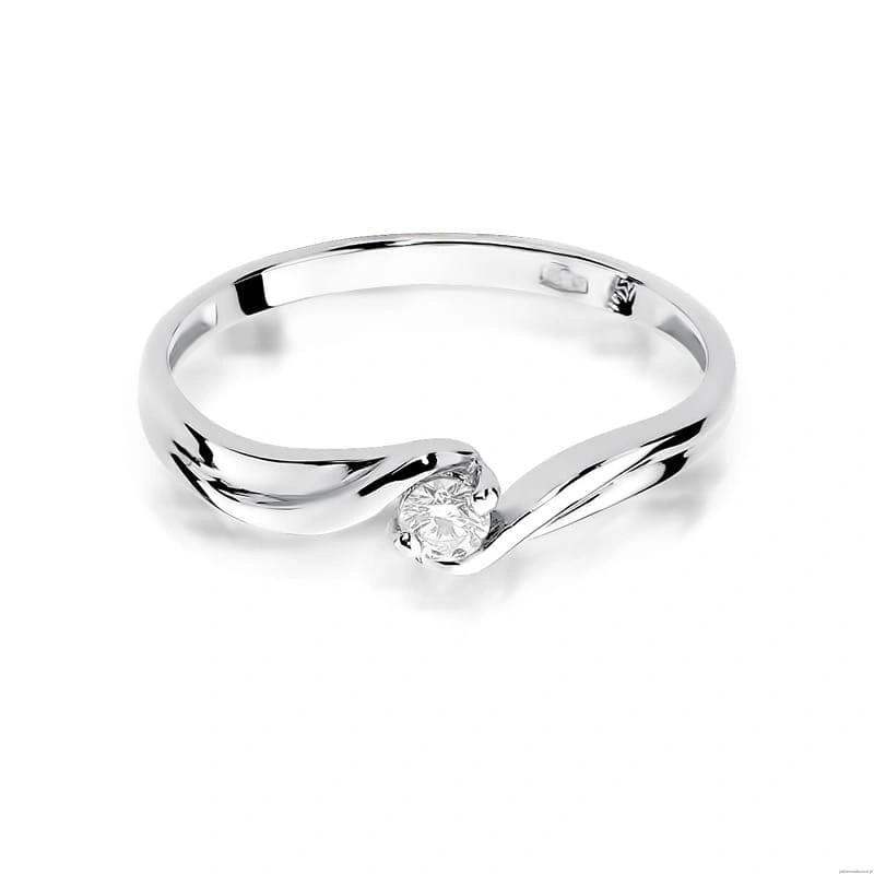 Pierścionek W0211 Diament 0,10ct Białe złoto 375
