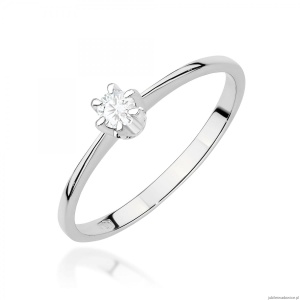 Pierścionek W0220 Diament 0,10ct Białe złoto 375