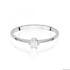 Pierścionek W0220 Diament 0,10ct Białe złoto 375