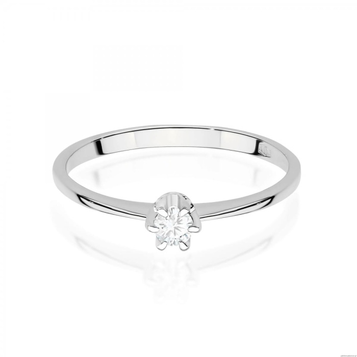 Pierścionek W0220 Diament 0,10ct Białe złoto 375