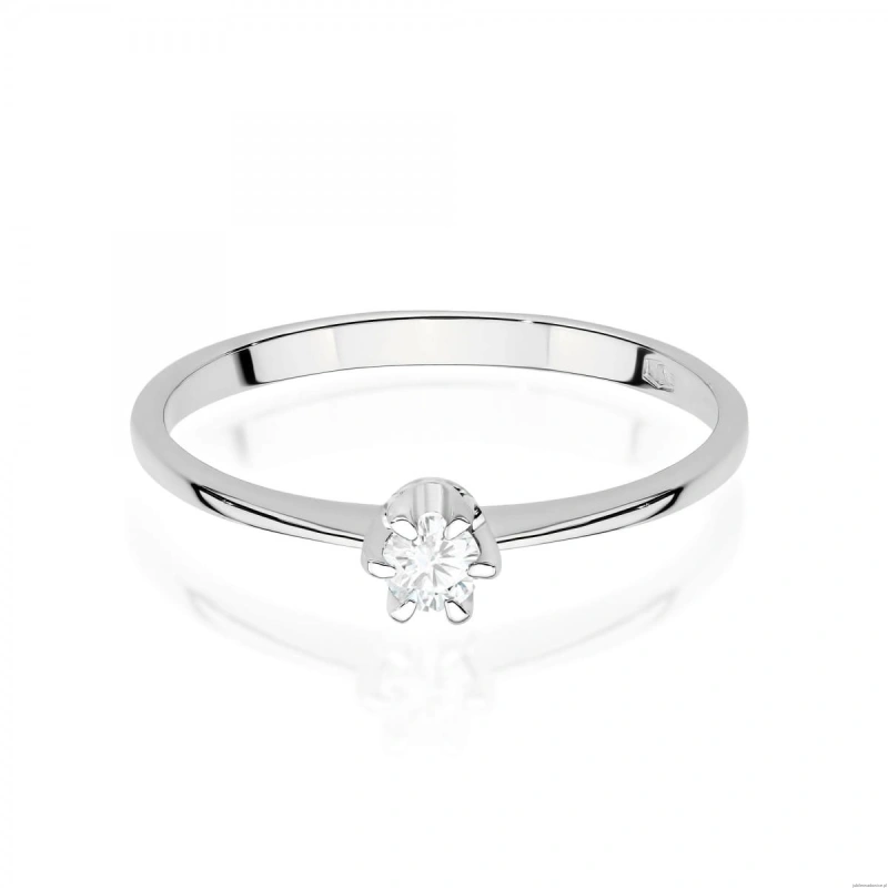 Pierścionek W0220 Diament 0,10ct Białe złoto 375