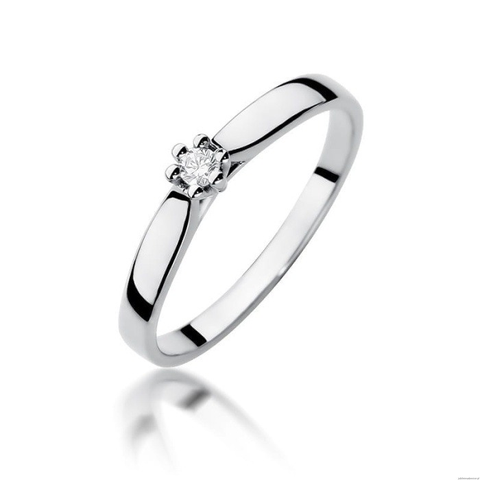 Pierścionek W0222 Diament 0,04ct Białe złoto 375