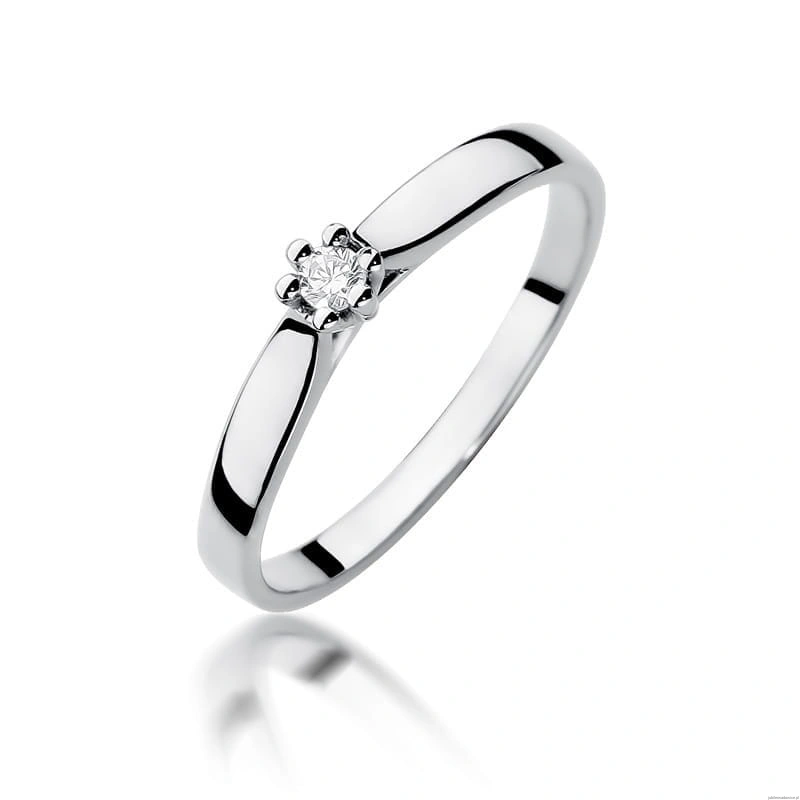 Pierścionek W0222 Diament 0,04ct Białe złoto 375