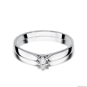 Pierścionek W0222 Diament 0,04ct Białe złoto 375