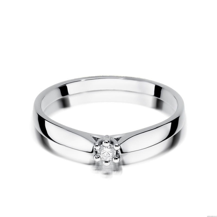 Pierścionek W0222 Diament 0,04ct Białe złoto 375