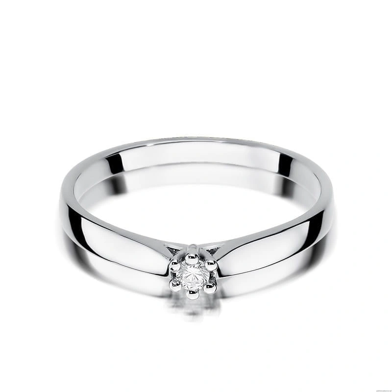 Pierścionek W0222 Diament 0,04ct Białe złoto 375