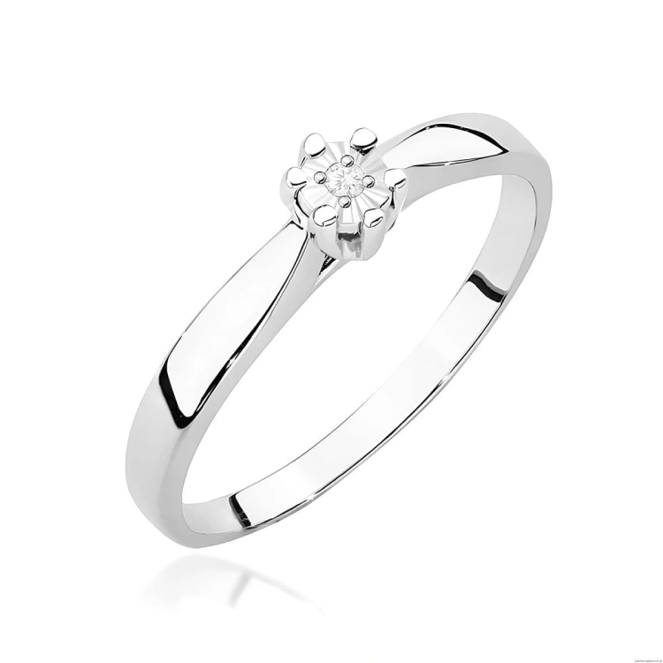 Pierścionek W0222T Diament 0,01ct Białe złoto 375