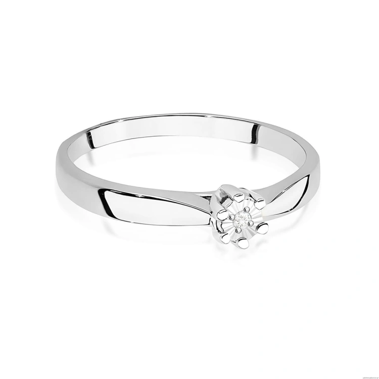 Pierścionek W0222T Diament 0,01ct Białe złoto 375