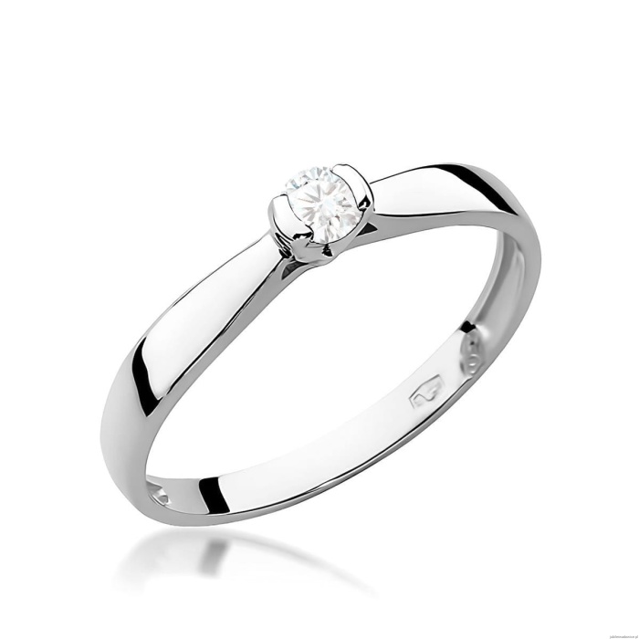Pierścionek W0223 Diament 0,08ct Białe złoto 375