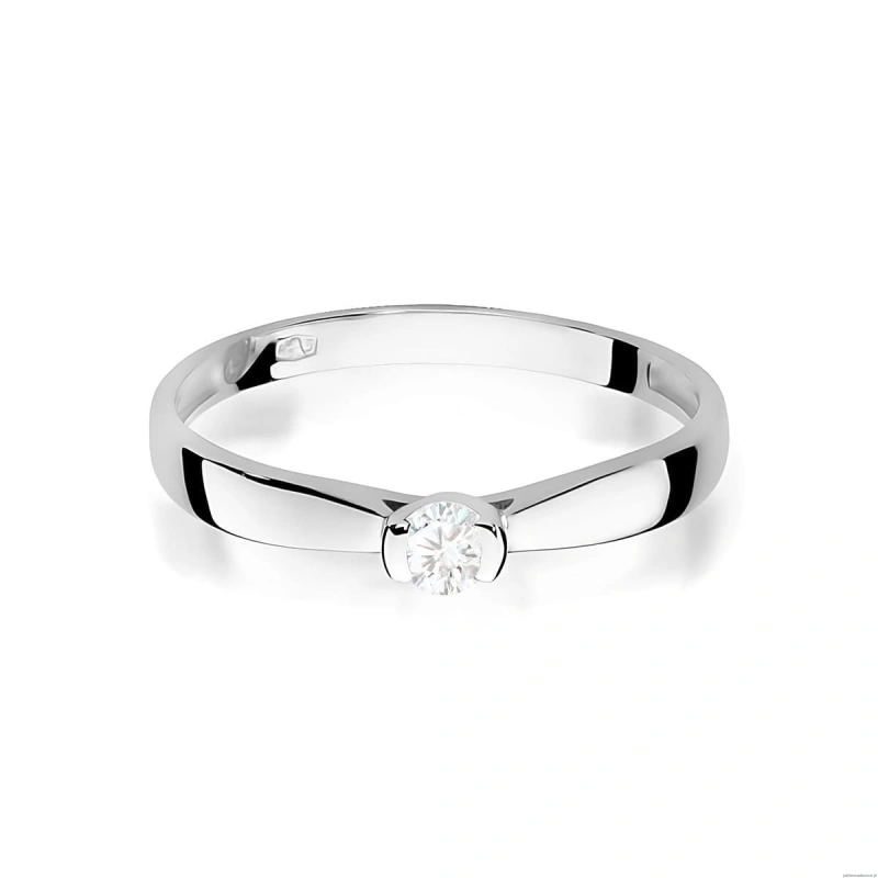 Pierścionek W0223 Diament 0,08ct Białe złoto 375