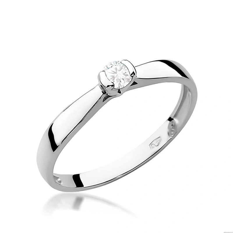 Pierścionek W0223 Diament 0,10ct Białe złoto 375