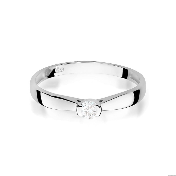 Pierścionek W0223 Diament 0,10ct Białe złoto 375