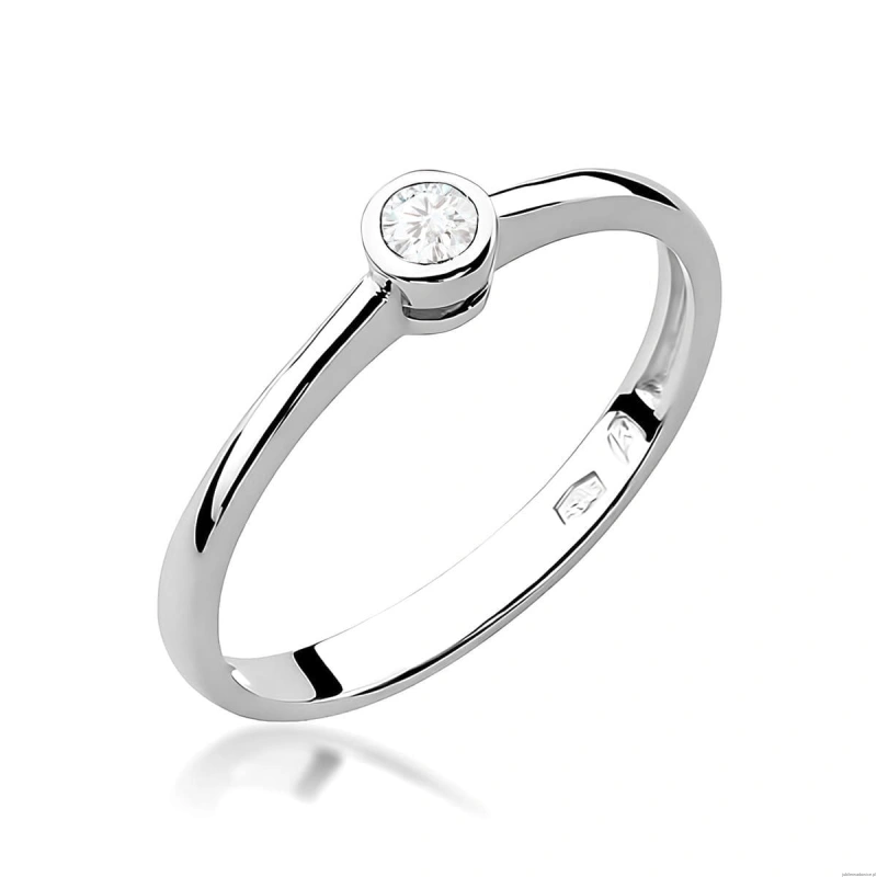 Pierścionek W0224 Diament 0,08ct Białe złoto 375