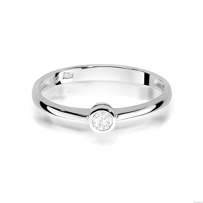 Pierścionek W0224 Diament 0,08ct Białe złoto 375
