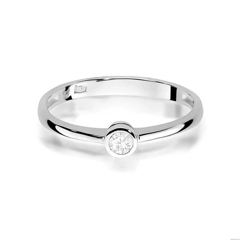 Pierścionek W0224 Diament 0,08ct Białe złoto 375