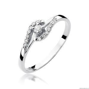 Pierścionek W0237 Diament 0,04ct Białe złoto 375