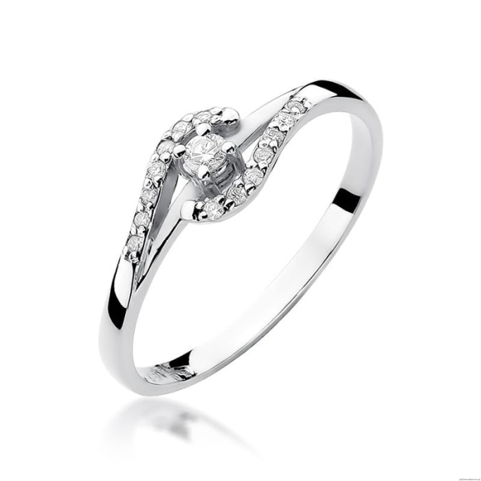 Pierścionek W0237 Diament 0,04ct Białe złoto 375